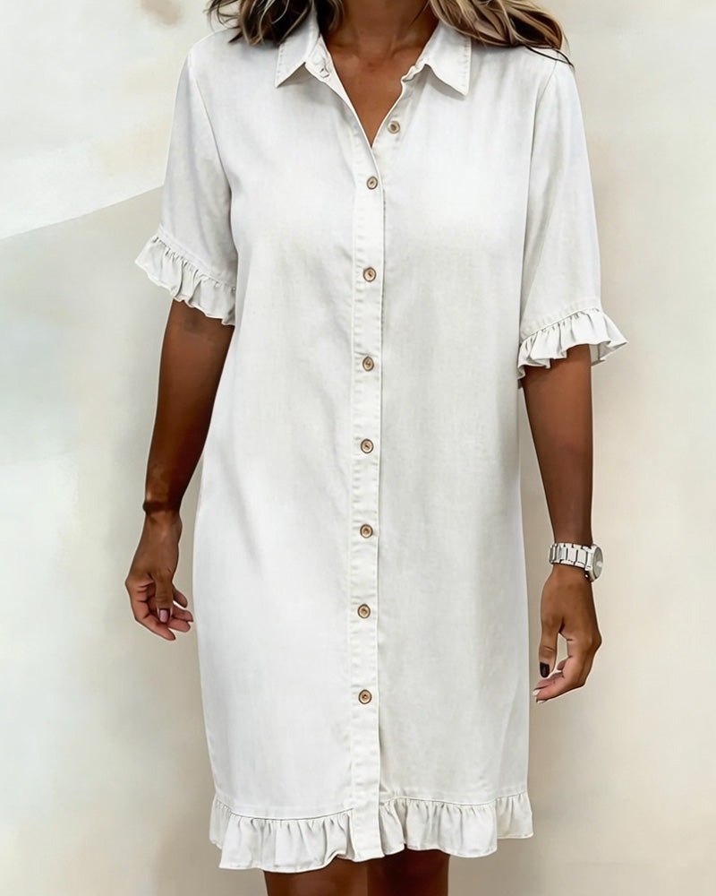 Molly & Lilly Dublin ® | Comfortable Denim Dress with Flattering Pleating
