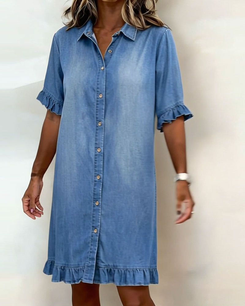 Molly & Lilly Dublin ® | Comfortable Denim Dress with Flattering Pleating