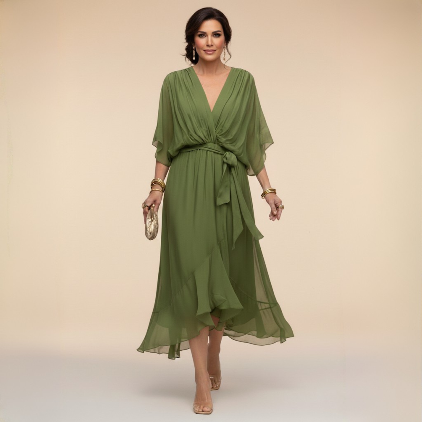 Monica | Chiffon dress with a V-neck