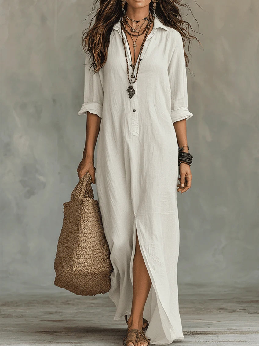 Selina™ | Long button-up dress