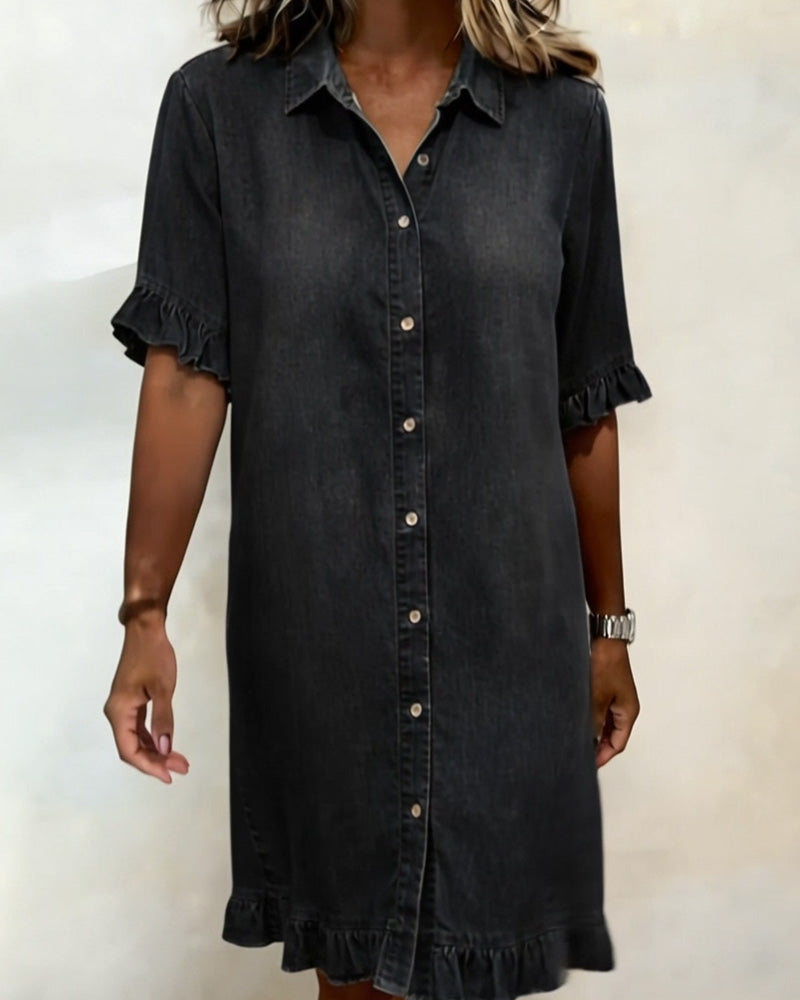 Molly & Lilly Dublin ® | Comfortable Denim Dress with Flattering Pleating