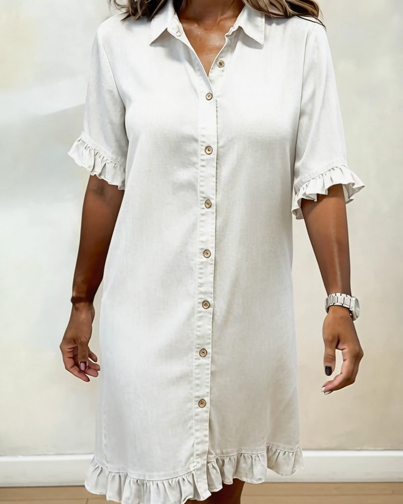 Molly & Lilly Dublin ® | Comfortable Denim Dress with Flattering Pleating