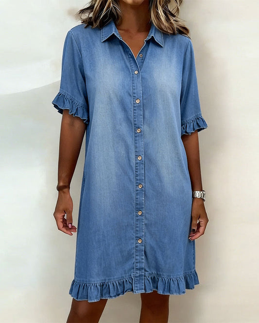 Molly & Lilly Dublin ® | Comfortable Denim Dress with Flattering Pleating