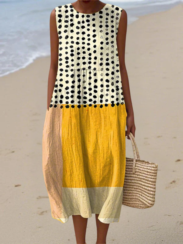 Leah | Colourblock Polka Dot Midi Dress