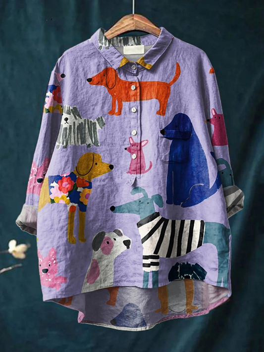 Hannah | Women's Dog Art Print Casual Shirt