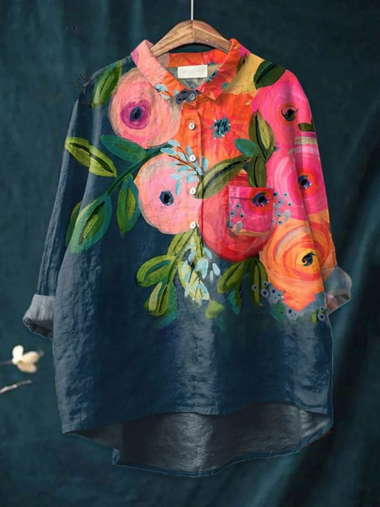 Charlotte | Women's Flower Art Print Casual Shirt
