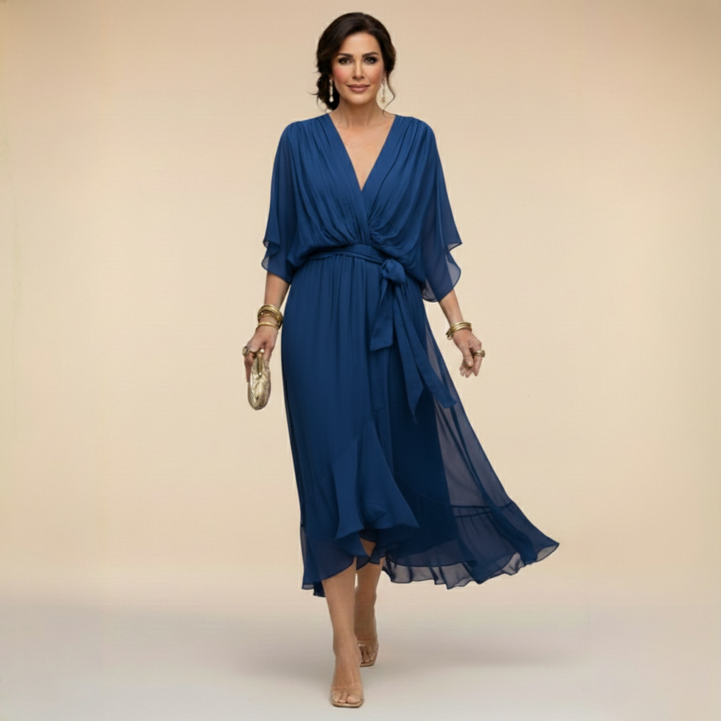 Monica | Chiffon dress with a V-neck