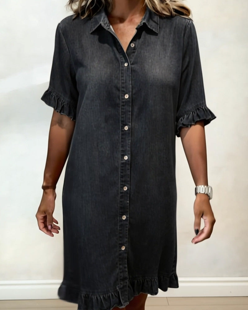 Molly & Lilly Dublin ® | Comfortable Denim Dress with Flattering Pleating
