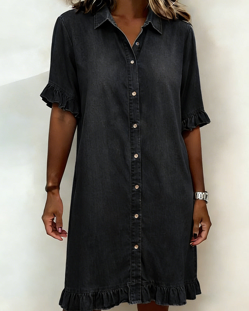 Molly & Lilly Dublin ® | Comfortable Denim Dress with Flattering Pleating