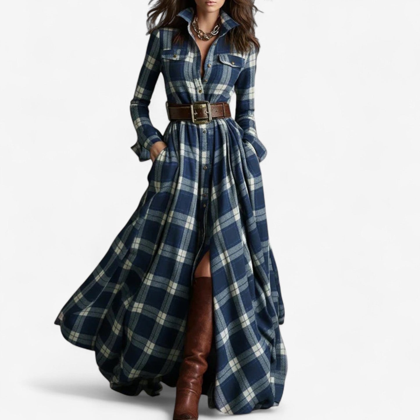 Abigail | Maxi Dress with Timeless Check Pattern