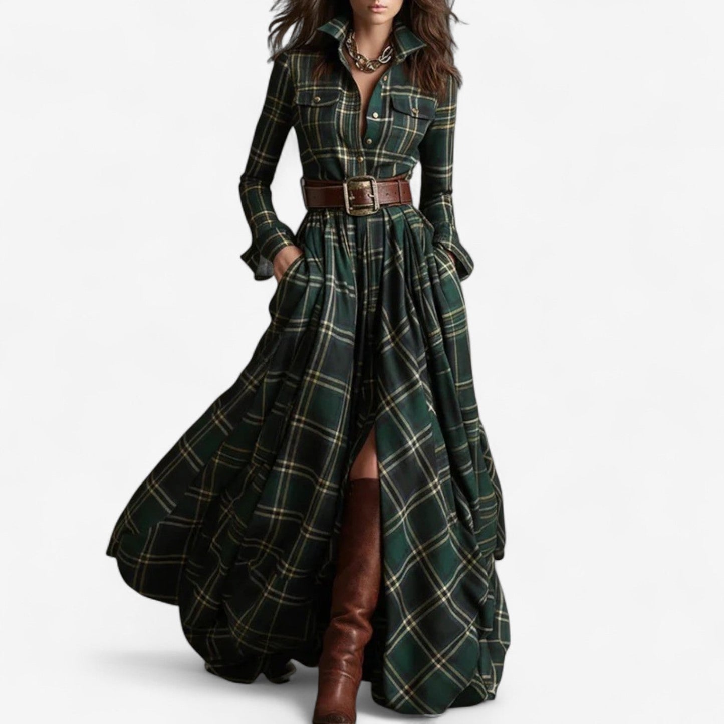 Abigail | Maxi Dress with Timeless Check Pattern