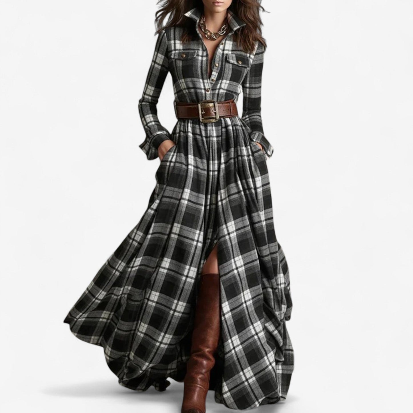 Abigail | Maxi Dress with Timeless Check Pattern