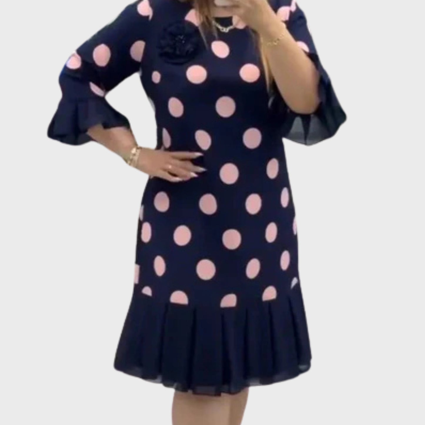 Palerine | Pleated Polka Dot Dress