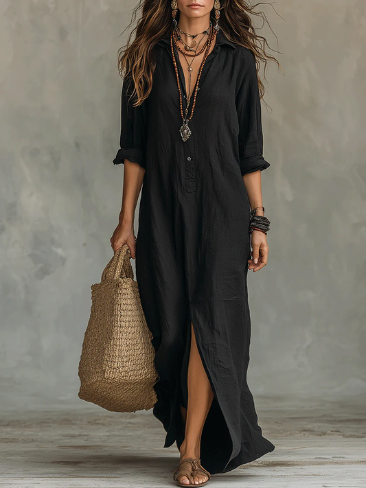 Selina™ | Long button-up dress
