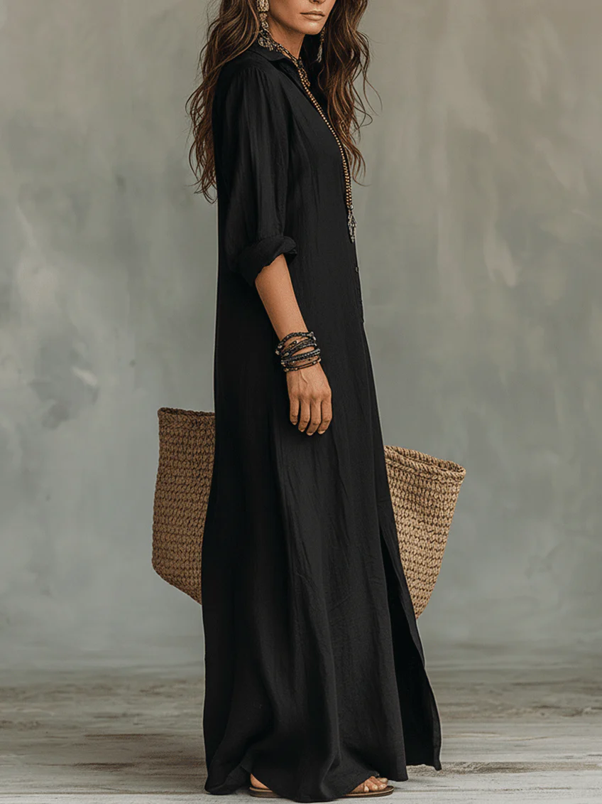 Selina™ | Long button-up dress