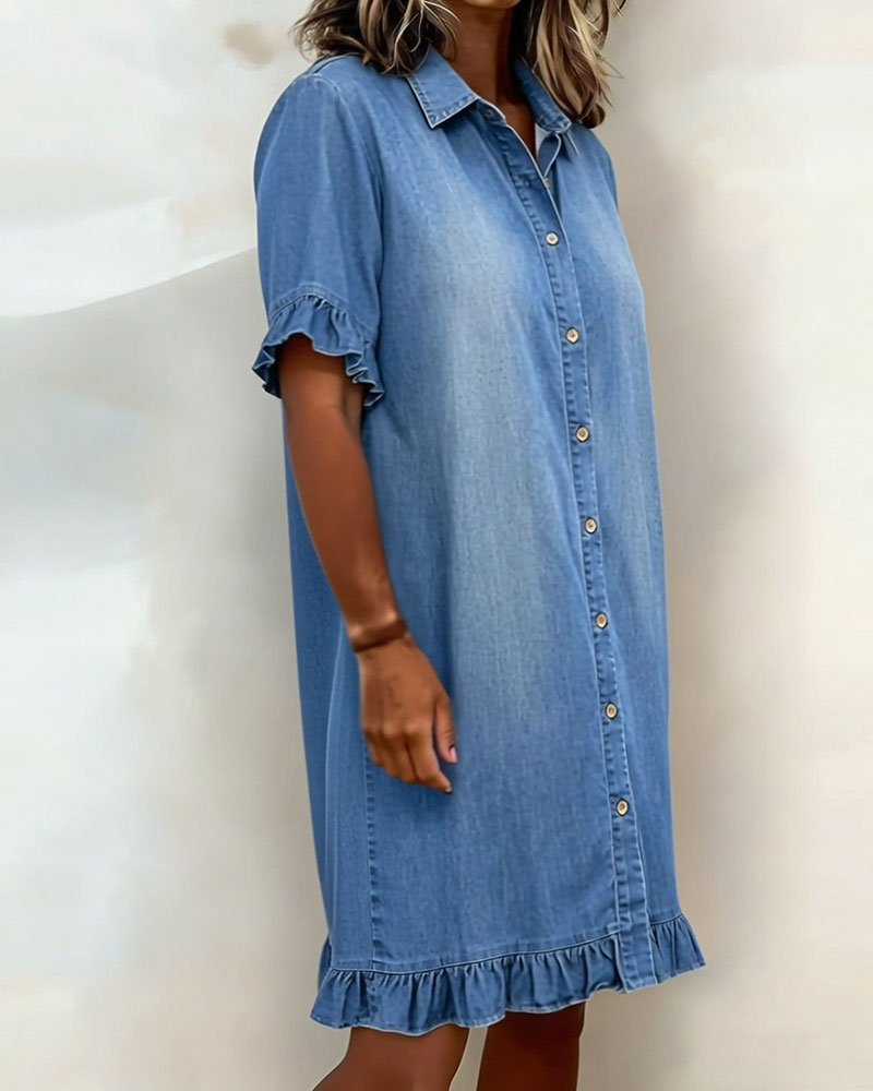 Molly & Lilly Dublin ® | Comfortable Denim Dress with Flattering Pleating