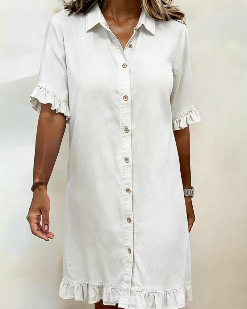 Molly & Lilly Dublin ® | Comfortable Denim Dress with Flattering Pleating