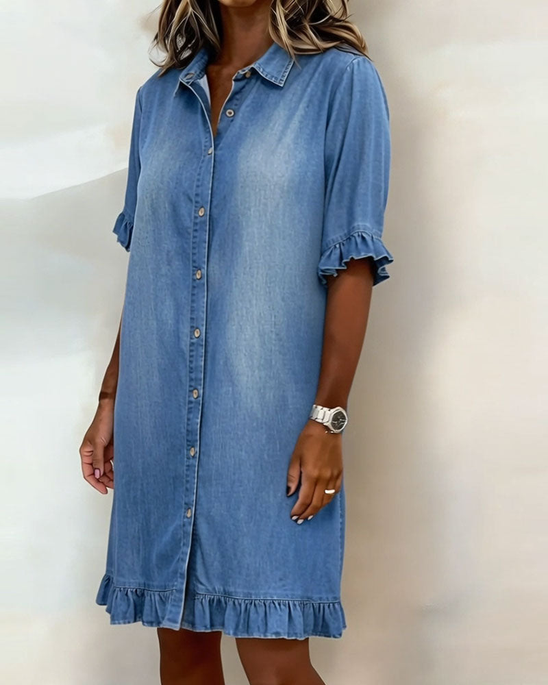 Molly & Lilly Dublin ® | Comfortable Denim Dress with Flattering Pleating