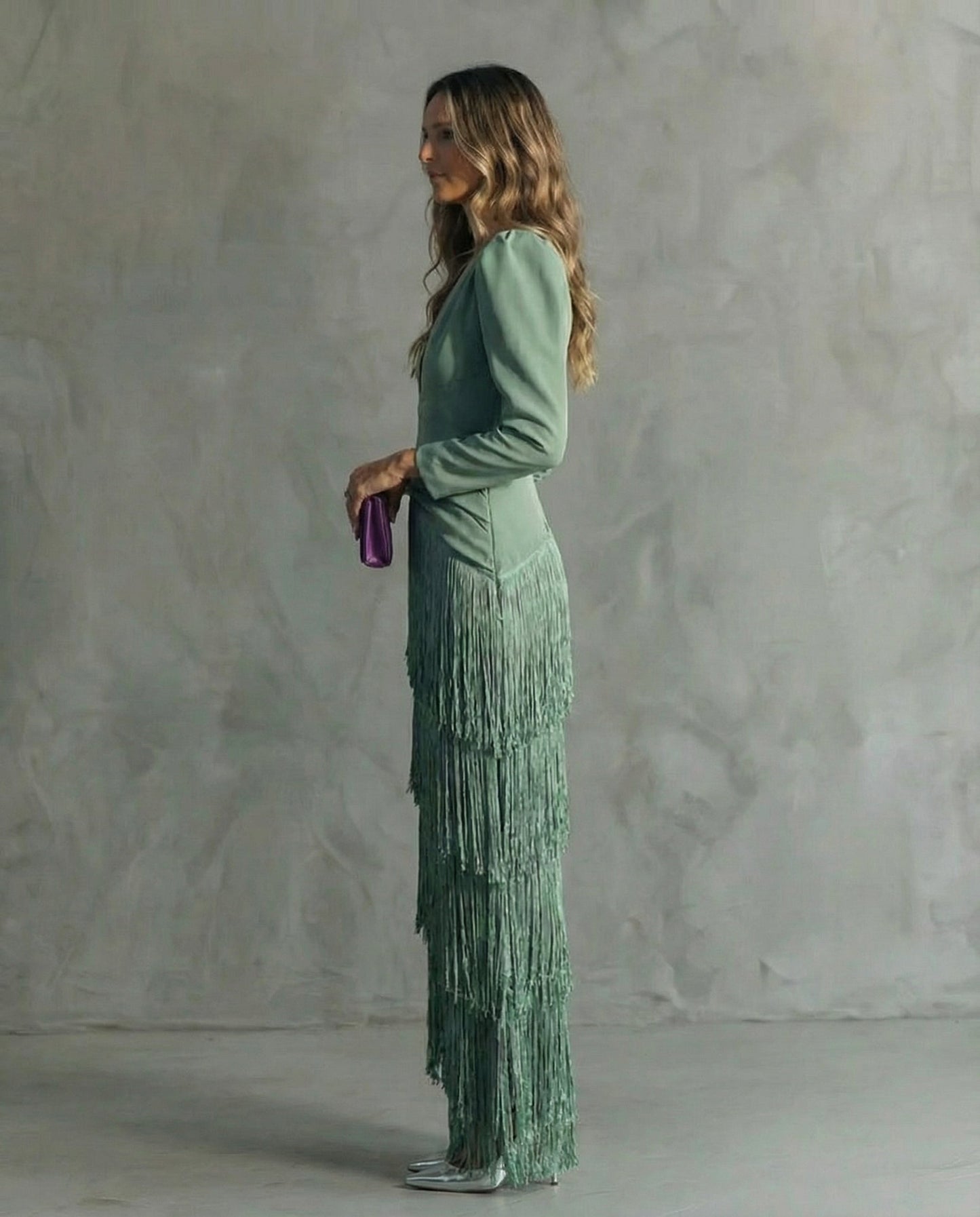 Clara™ | Elegant midi dress with fringed sleeves