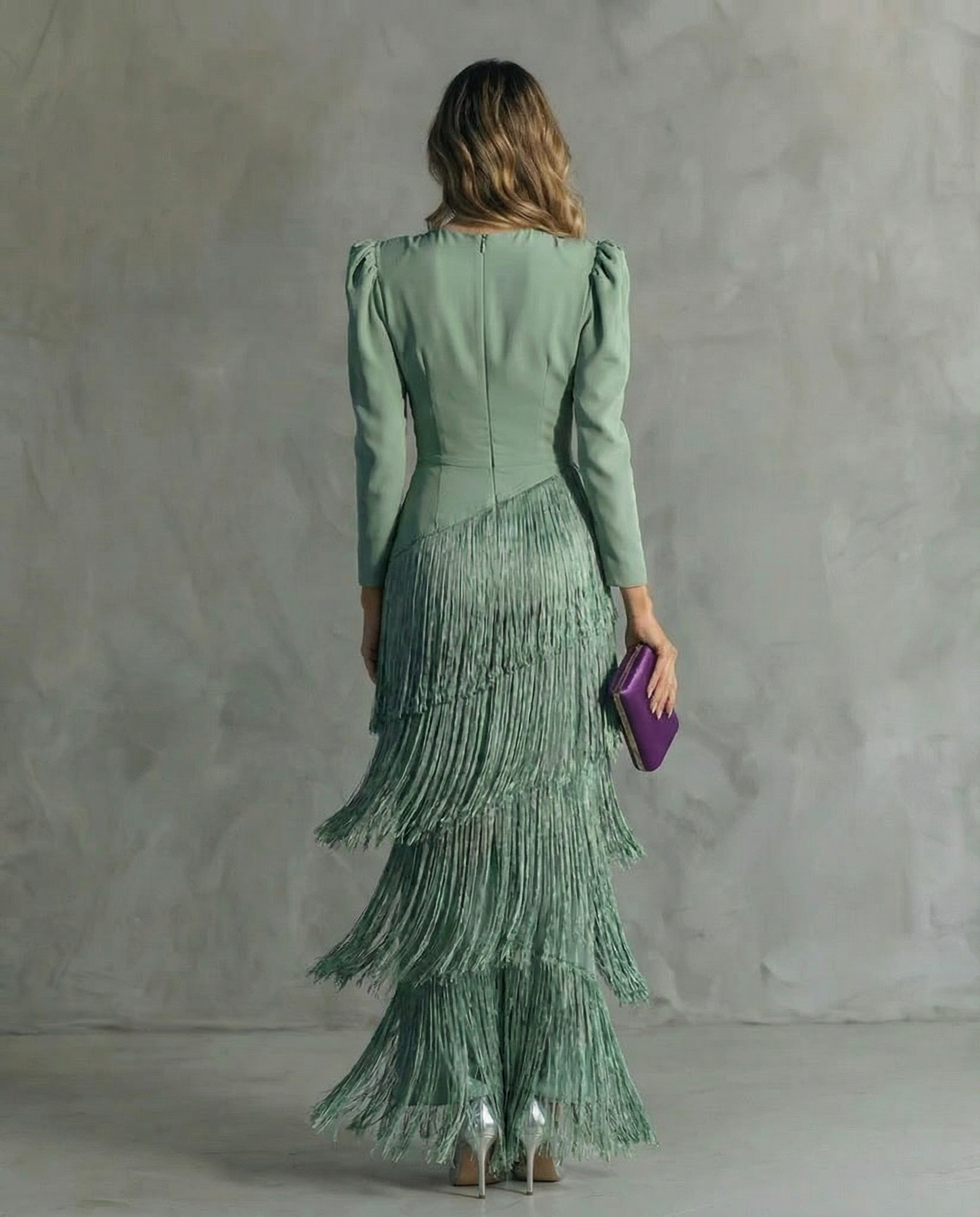Clara™ | Elegant midi dress with fringed sleeves